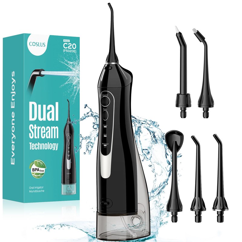 COSLUS ADA Accepted C20 Water Dental Flosser Teeth Pick, 300ML Larger Tank