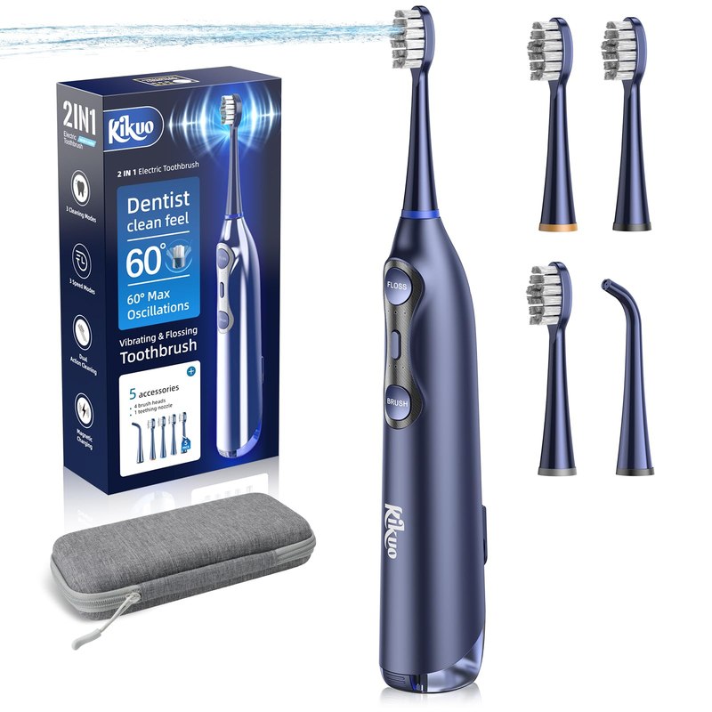 Kikuo 3-in-1 Electric Toothbrush with Water Flosser Combo