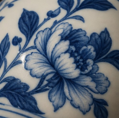 Illustration of blue-and-white porcelain.