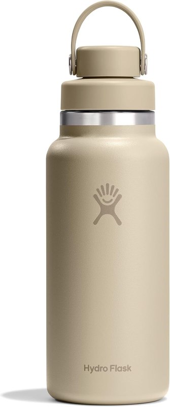 Hydro Flask Water Bottle - Insulated Stainless Steel - Wide Mouth Flex Chug Lid, Non Spill, Leakproof in 32 Oz Tonal Oat Tan