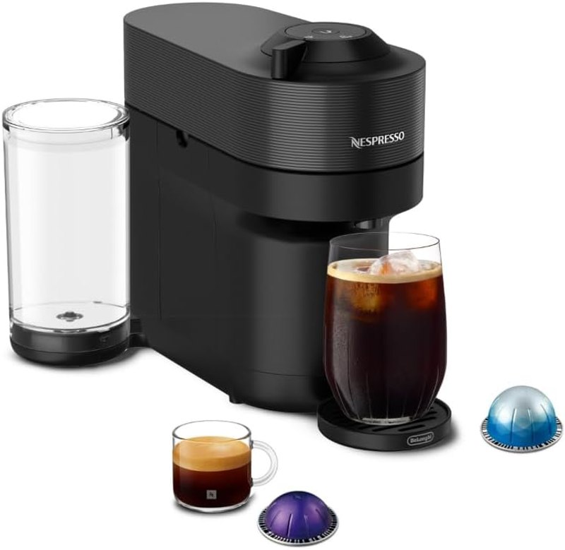 Nespresso Vertuo Pop+ Coffee Machine & Samra Origins Pods by De'Longhi | Liquorice black machine by De'Longhi with The Weeknd's Togetherness Blend: 20 light roast double espresso pods, 2.7 fl. oz.