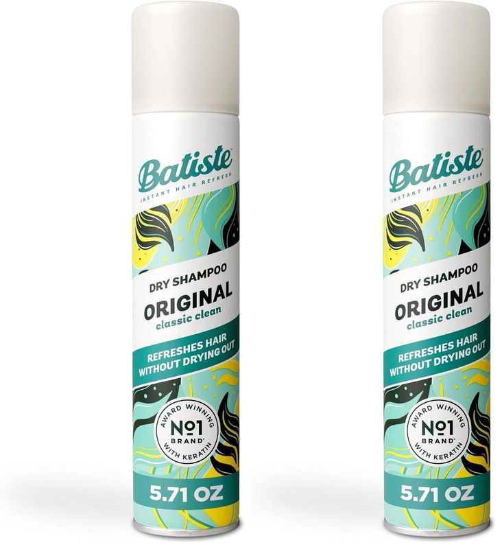 Batiste Dry Shampoo, Original Fragrance Classic Clean, Refresh Hair and Absorb Oil Between Washes, Waterless Shampoo for Added Hair Texture and Body, 5.71 oz (Pack of 2)