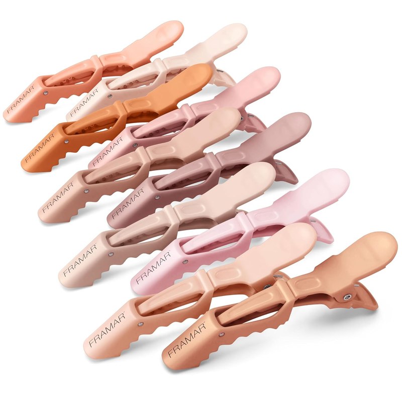 FRAMAR Neutral Alligator Clips For Hair Styling 10 Pack, Professional | Alligator Hair Clips For Women, Hair Clip For Women, Salon Hair Clips For Styling, Firm Hold Without Slipping