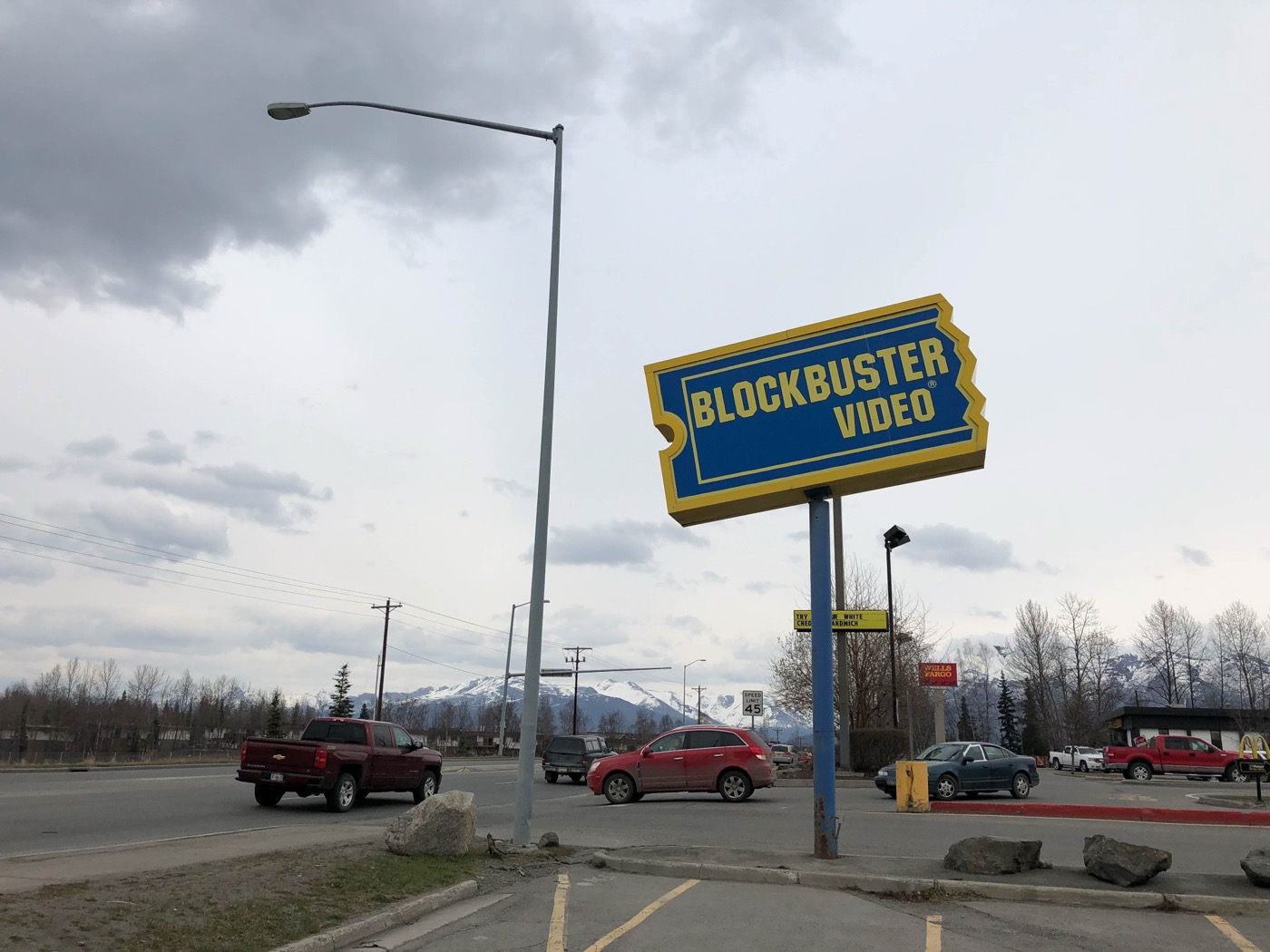 A Blockbuster Video store sign in Anchorage, Alaska.