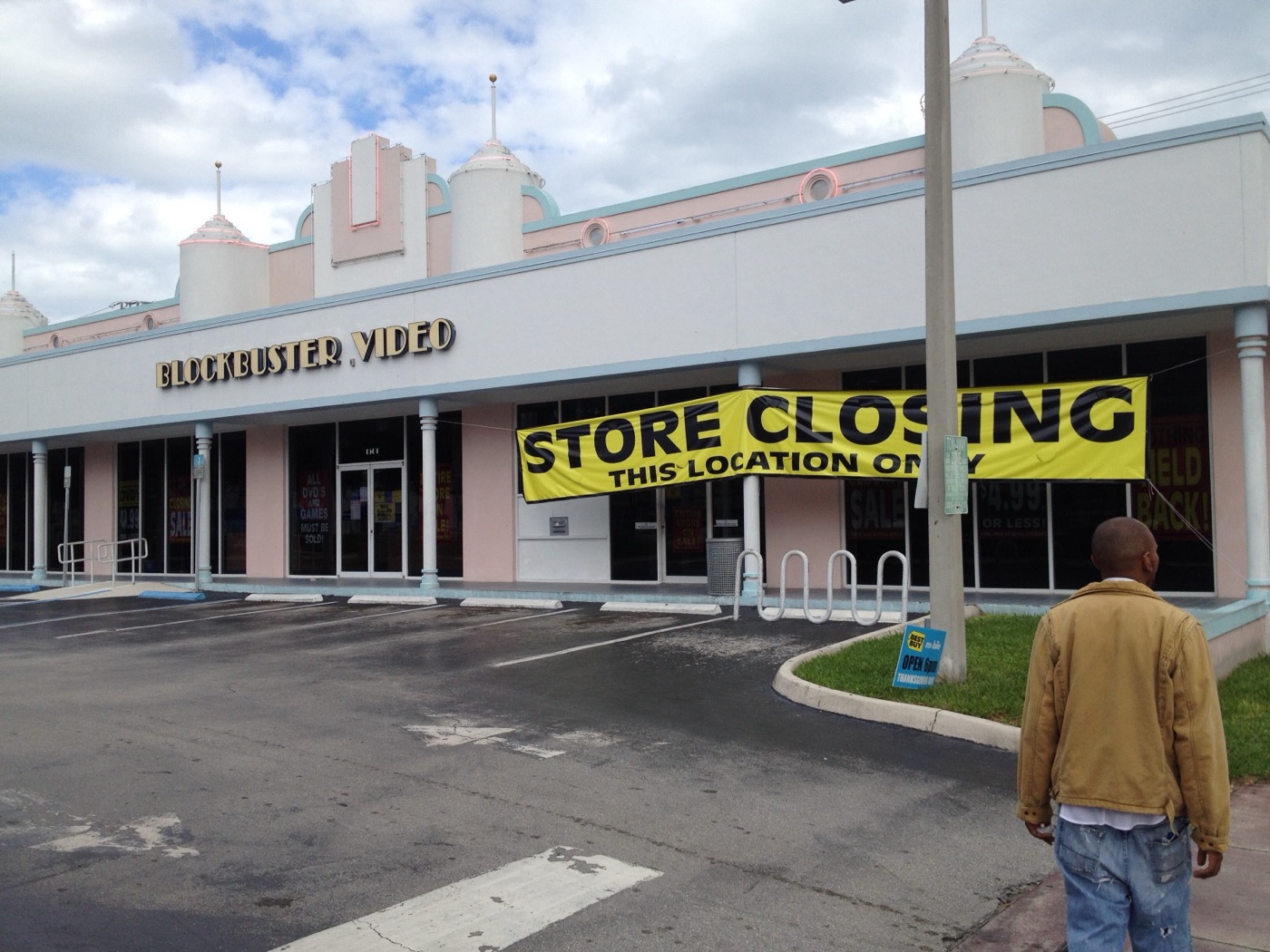 A Blockbuster Video store with a store-closing sign in Miami Beach, Florida, November 2013.