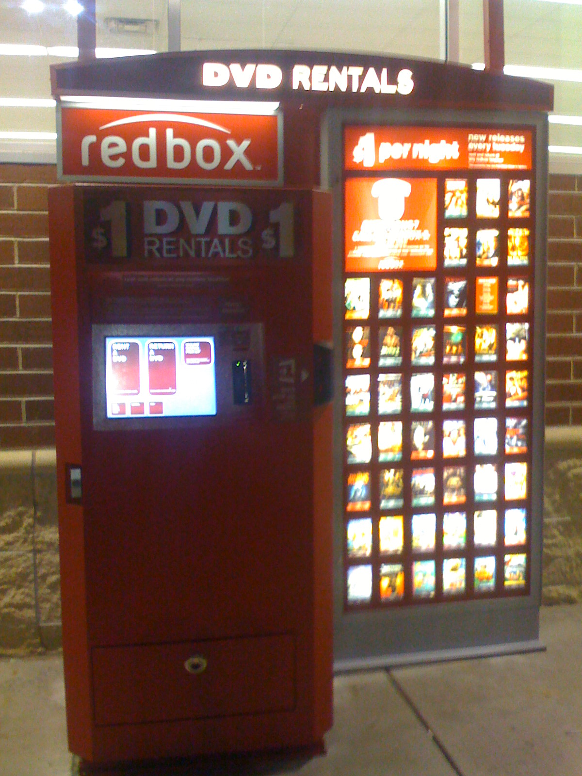 A Redbox DVD rental kiosk.