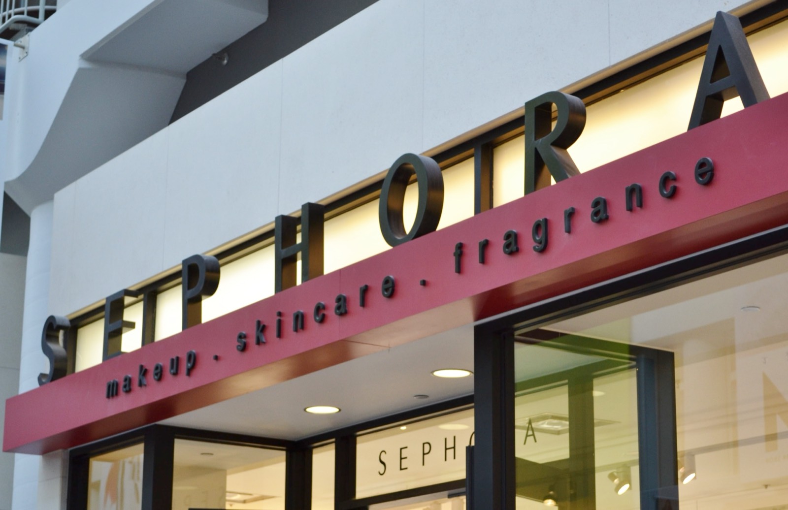 A Sephora retail storefront, real photograph.