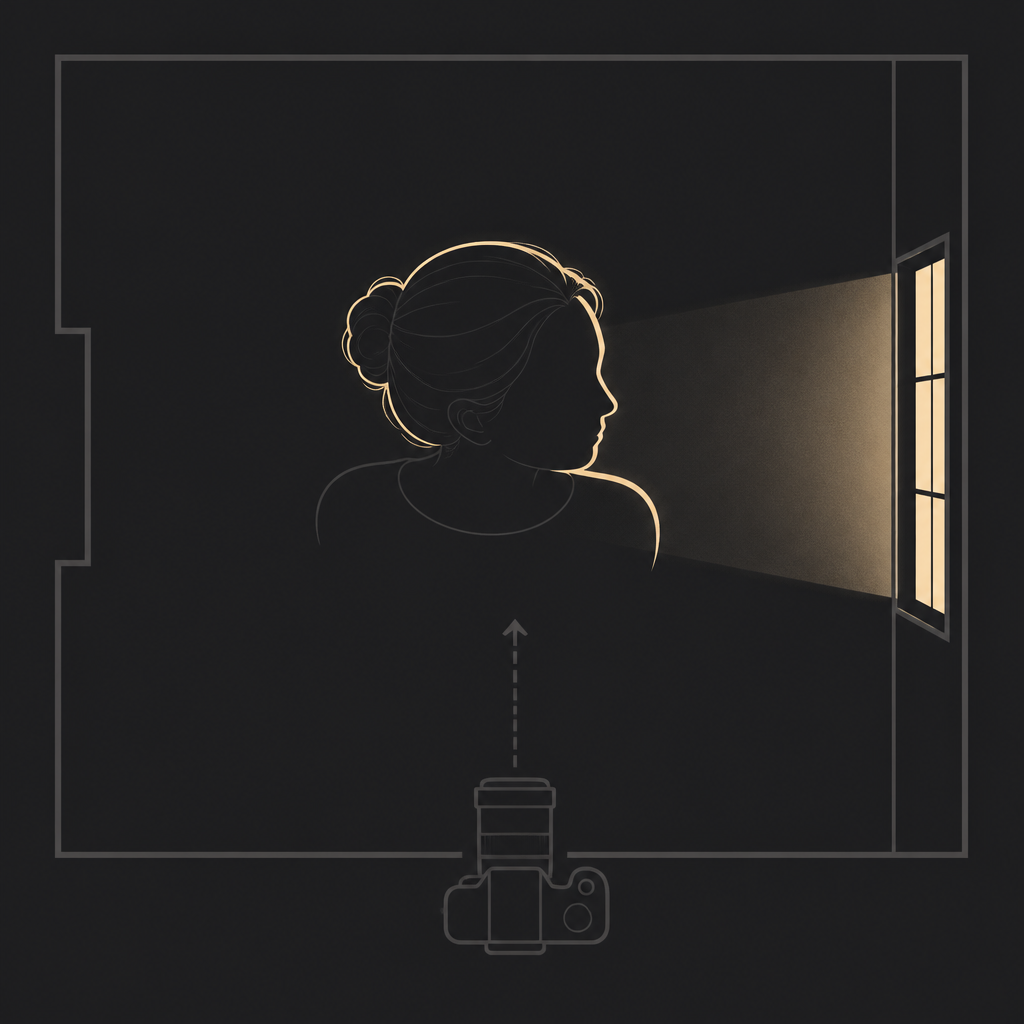 Diagram illustrating the short lighting and rim light pattern.