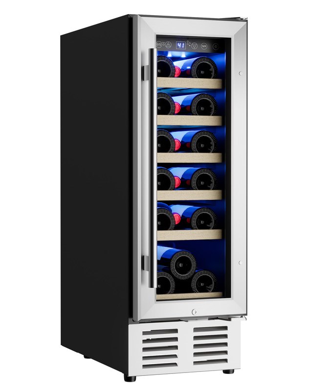 Icyglee 12" Wine Cooler, 18 Bottle Built-in&Freestanding Wine Fridge,Silver