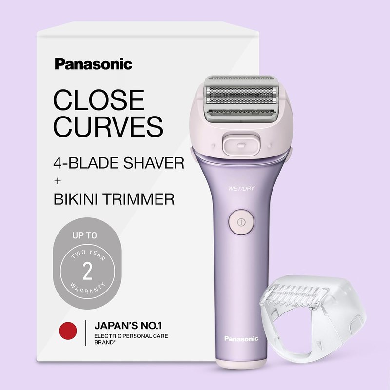 Panasonic Electric Shaver for Women, Cordless 4-Blade Shaver, Bikini Attachment, Pop-Up Tr