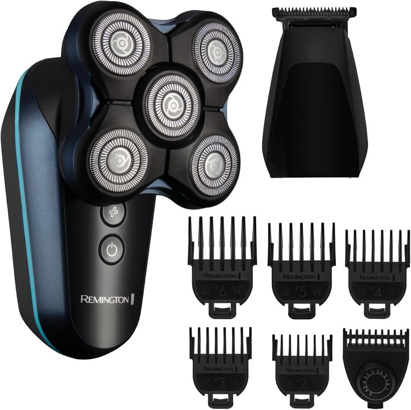 Remington Balder Head & Beard Shaver for Men, Rotary Wet & Dry Razor | DURADRIVE Motor for Powerful Performance, Cordless Wet and Dry Use, 80 Minutes Runtime, T-Blade Trimmer, 100% Waterproof
