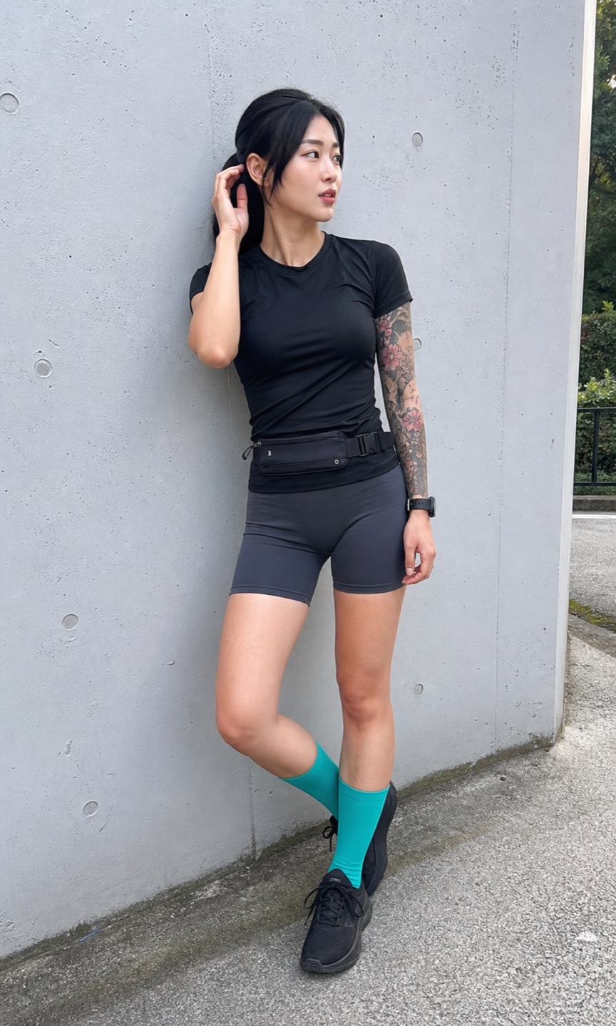 Outfit with Black Running Set curated by @dopasnap