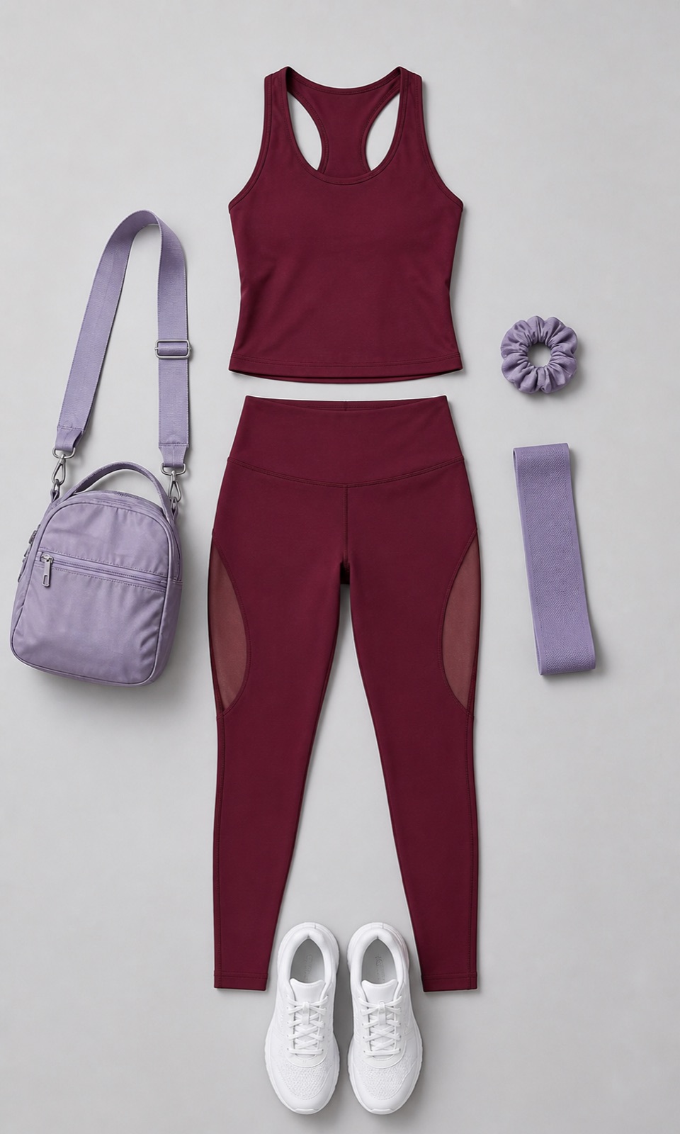 Outfit with Burgundy Workout Set curated by @dopasnap