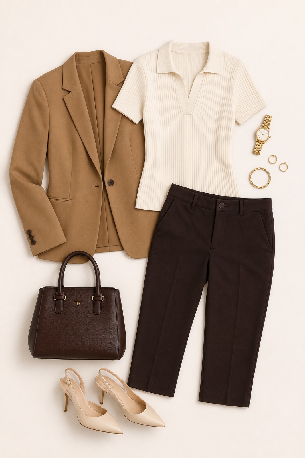 Outfit with Espresso Office Capri curated by @dopasnap