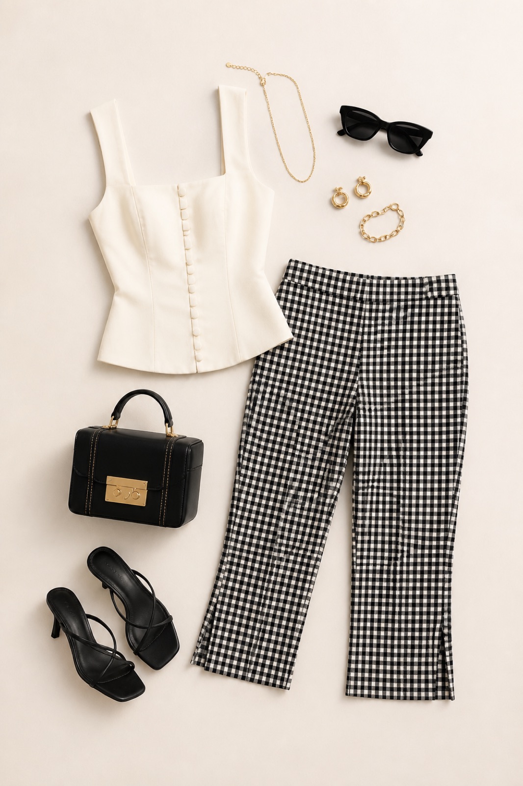 Outfit with Gingham Italian Capri curated by @dopasnap