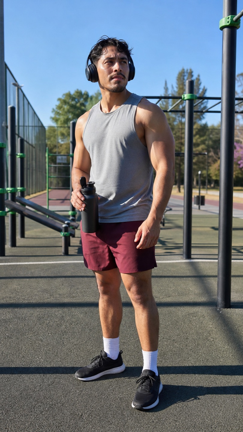 Outfit with Grey Workout Set curated by @dopasnap