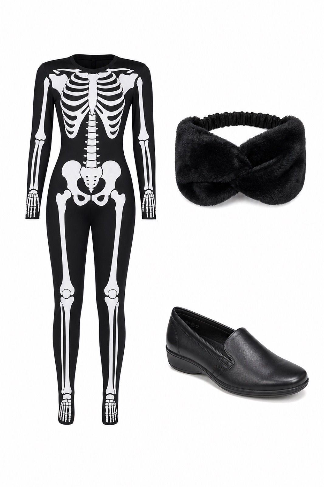 Outfit with Women's Harper, Faux Fur Headband with Elastic for Women's Winter Earwarmer, Black Halloween Costume Skeleton Costume Women Bodysuit curated by @dopasnap