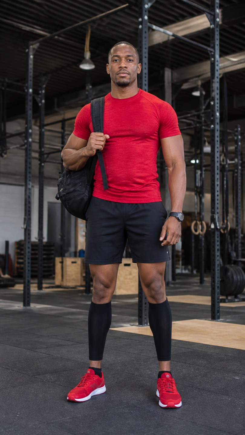 Outfit with Red Workout Set curated by @dopasnap