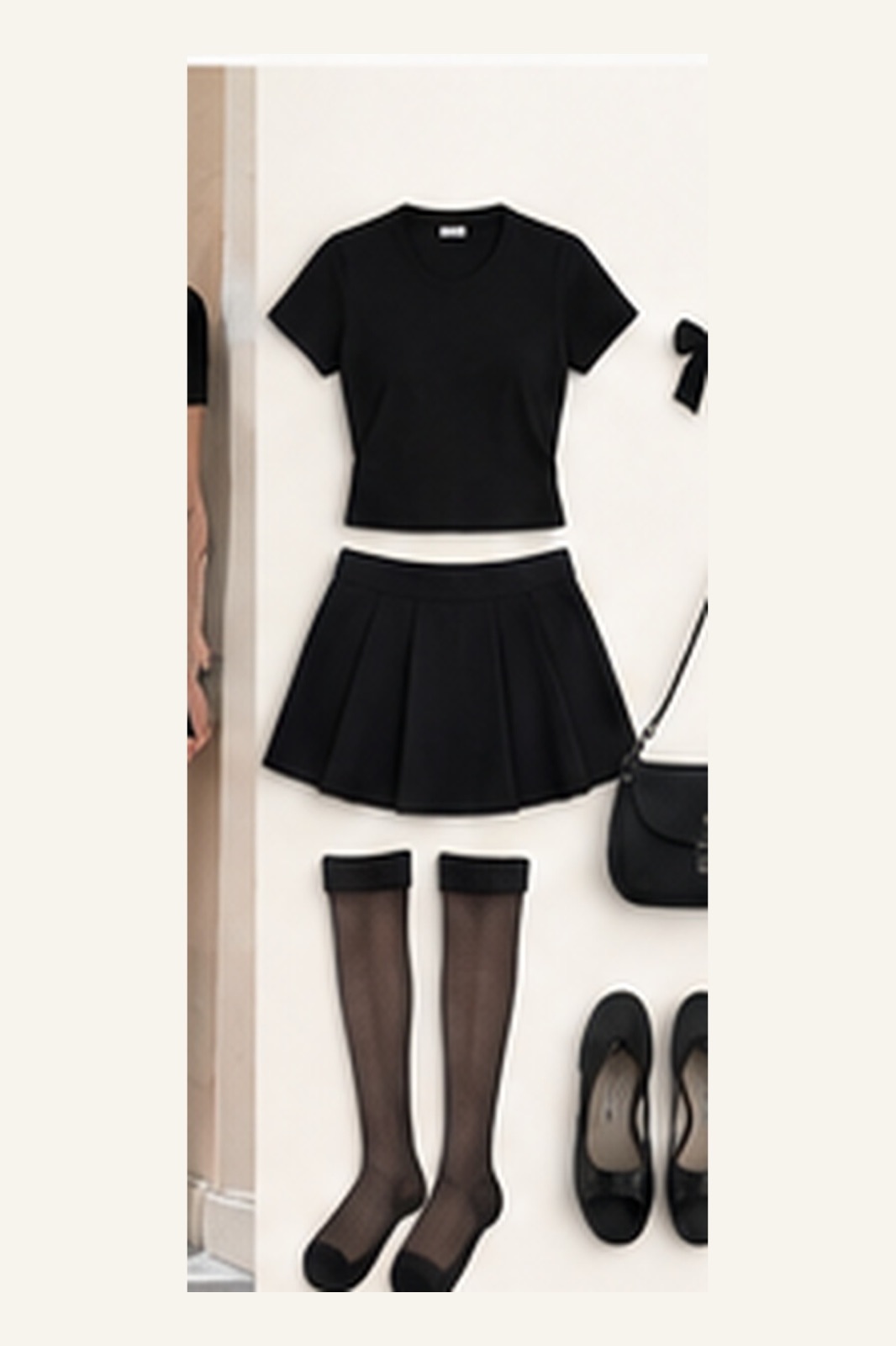 Outfit with White sleeveless button-front blouse, Light-gray Bermuda shorts, Footless Stirrup Tights curated by @dopasnap