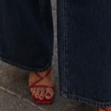 Red Lace-Up Heeled Sandals