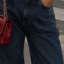 Dark-wash full-length wide-leg jeans