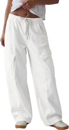 White cargo pants with side pockets
