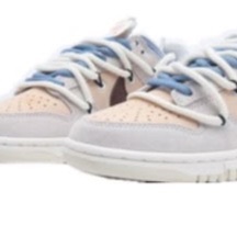 Beige & Blue Low-Top Sneakers