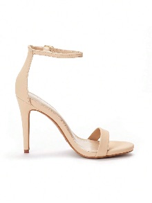 Cream leather minimal strap heeled sandal