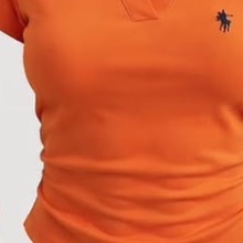 Orange short-sleeve polo shirt with embroidered palm logo