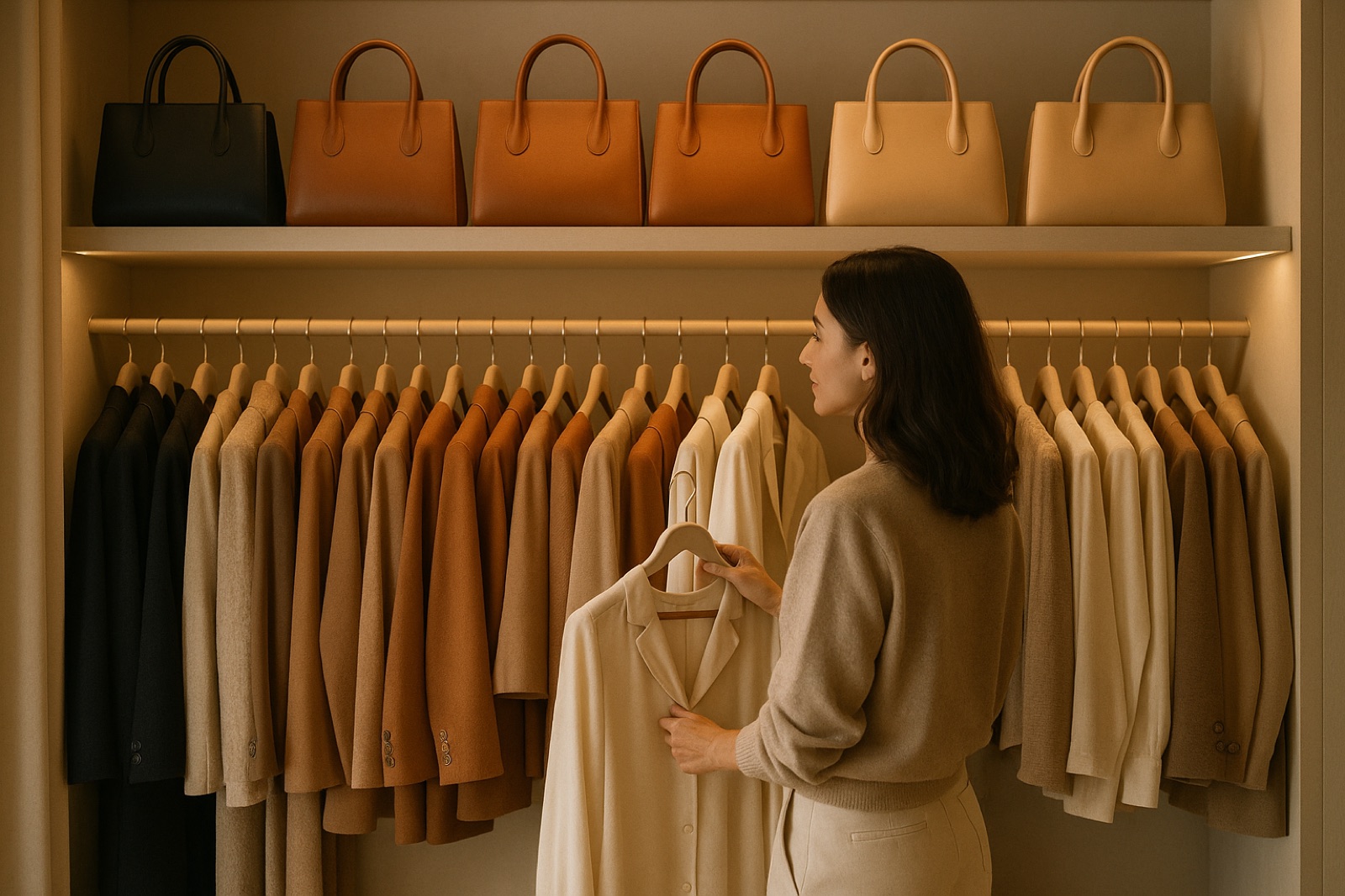 A woman considering a dress in a fashion boutique. Photograph by Ron Lach via Pexels.